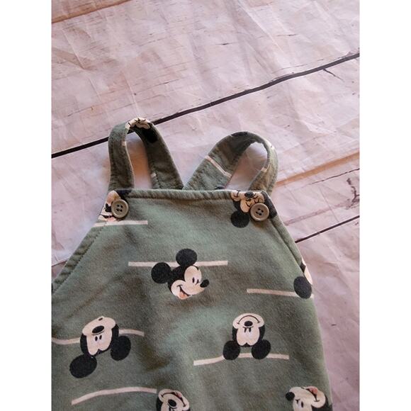 Mickey Mouse Green Funny Face Overall Romper Jumpsuit Disney Baby 3-6 Months - Picture 5 of 8